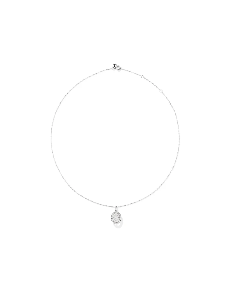 Lume Lab Oval Pendant with 1.00 Carat TW of Laboratory-Grown Diamond in 10kt White Gold