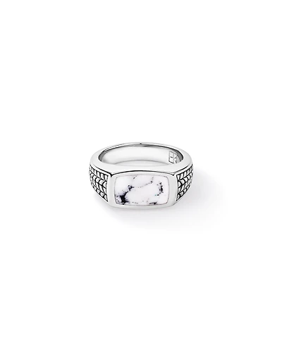 Anneau embaleur en howlite en argent sterling