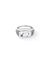 Anneau embaleur en howlite en argent sterling