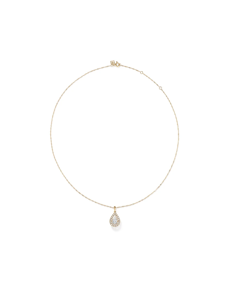 Lume Lab Pear Pendant with 1.00 Carat TW of Laboratory-Grown Diamonds in 10kt White Gold