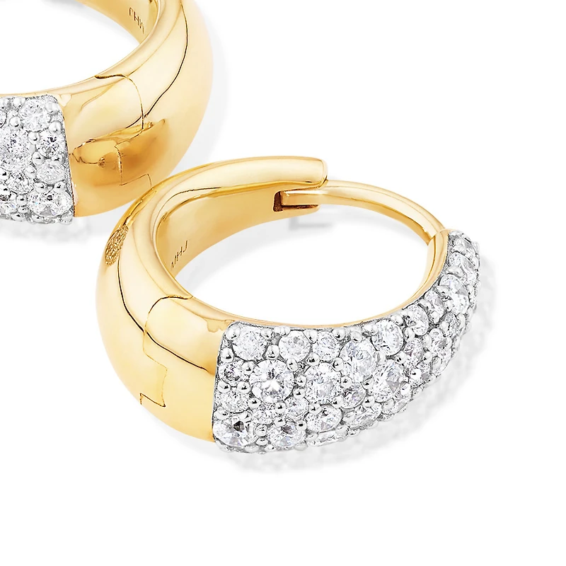 Stardust Hoops with .72TW of Diamonds in 10kt Yellow Gold and Rhodium
