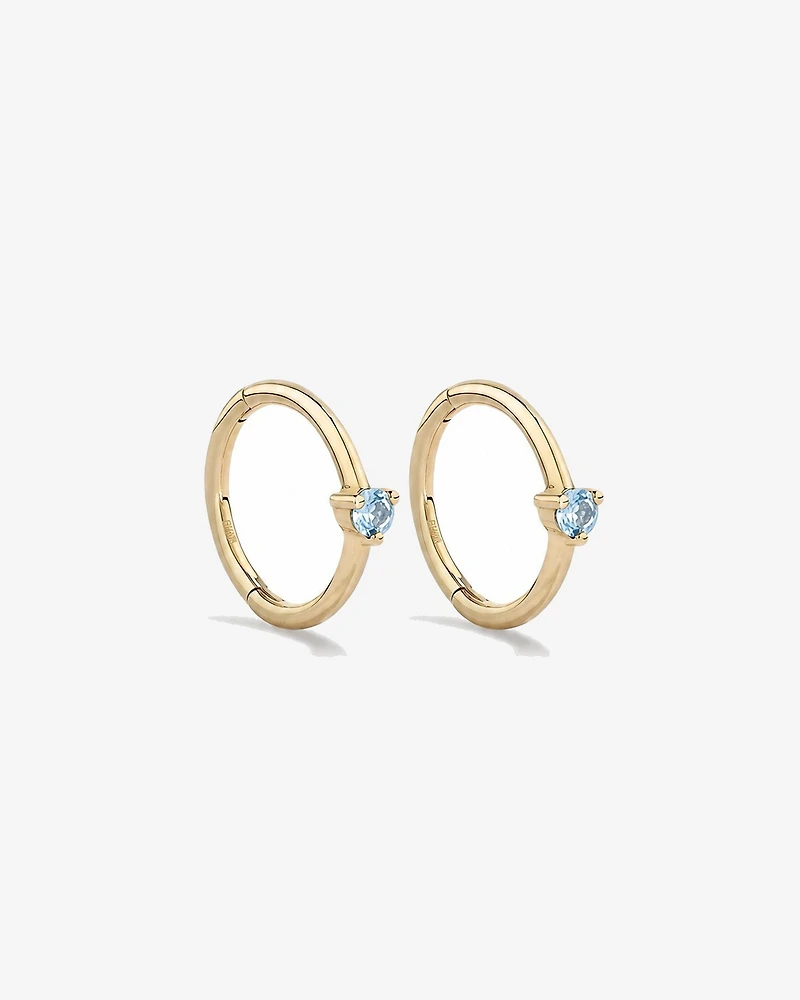 10mm Aquamarine Accent Sleepers in 10kt Yellow Gold