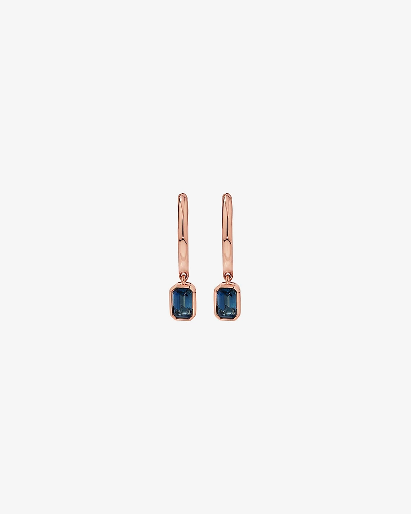 Boucles d’oreilles à cerceaux à bec caillou en doré 10 carats en serrure émeraude en saphir et émeraude d’australie