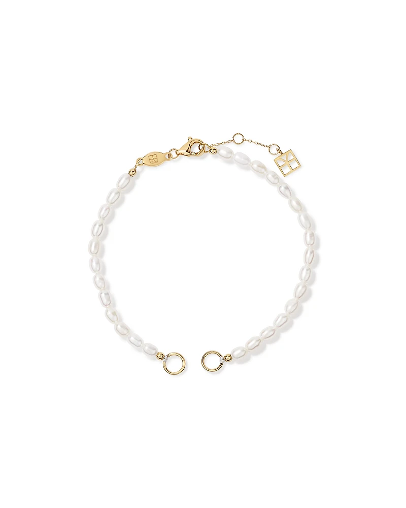 3-3.5mm Cultured Freshwater Pearl Open Chain Bracelet in 10kt Yellow Gold