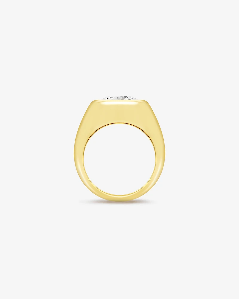 Carat Laboratory-Grown Elongated Cushion East-West Diamond Solitaire Bezel Engagement Ring 14kt Yellow Gold