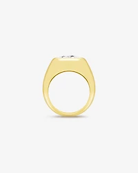 Carat Laboratory-Grown Elongated Cushion East-West Diamond Solitaire Bezel Engagement Ring 14kt Yellow Gold