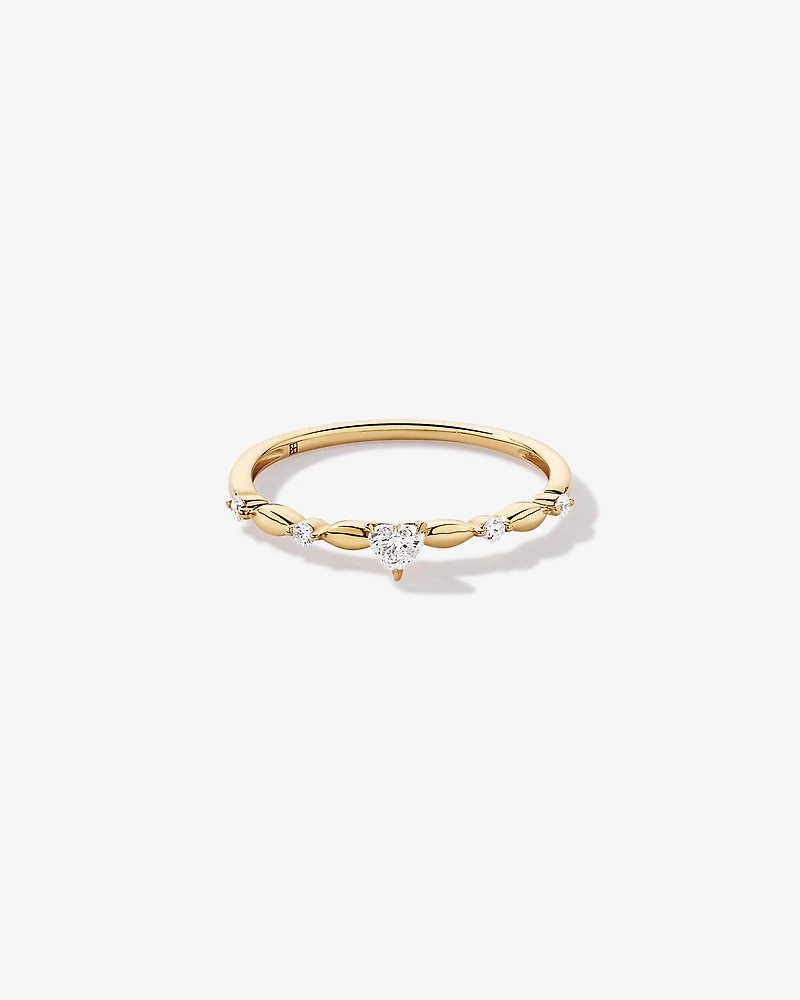 0.15 Carat TW Heart and Round Brilliant Laboratory-Grown Diamond Promise Ring 10kt Gold
