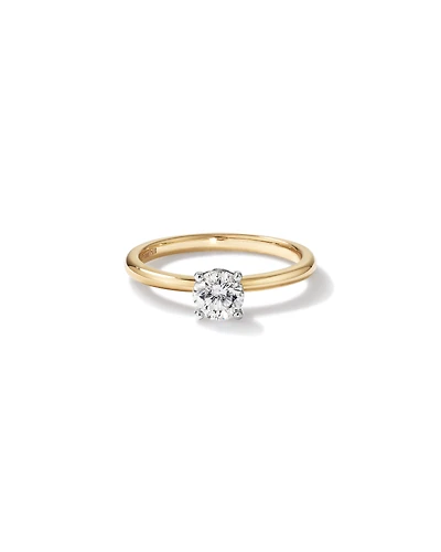 Bague de Fiançailles Solitaire en Diamant Rond Brillant 0,50 Carat TW Or Jaune et Blanc 14 kt