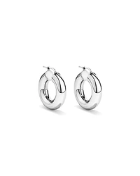 15mm Round Tube Hoop Earrings in Sterling Silver