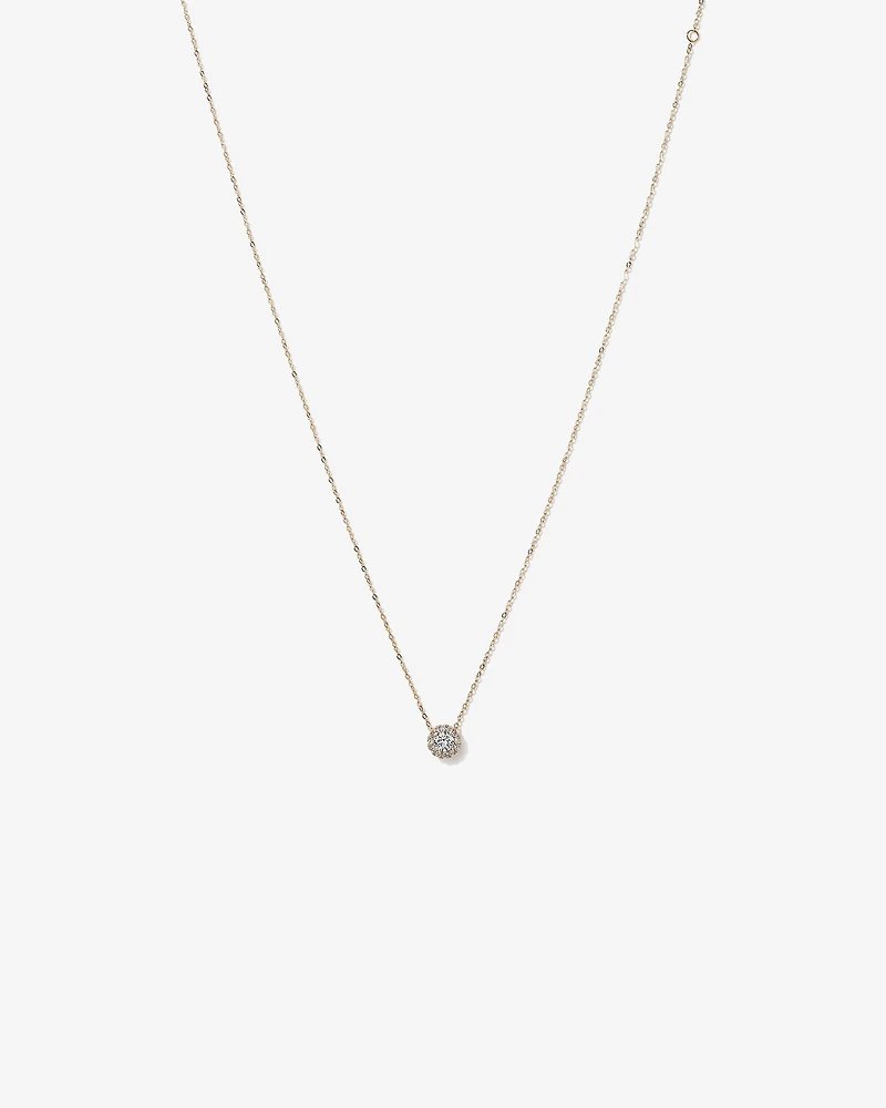 0.50 Carat TW Round Brilliant Laboratory-Grown Diamond Halo Pendant in 10kt Yellow Gold