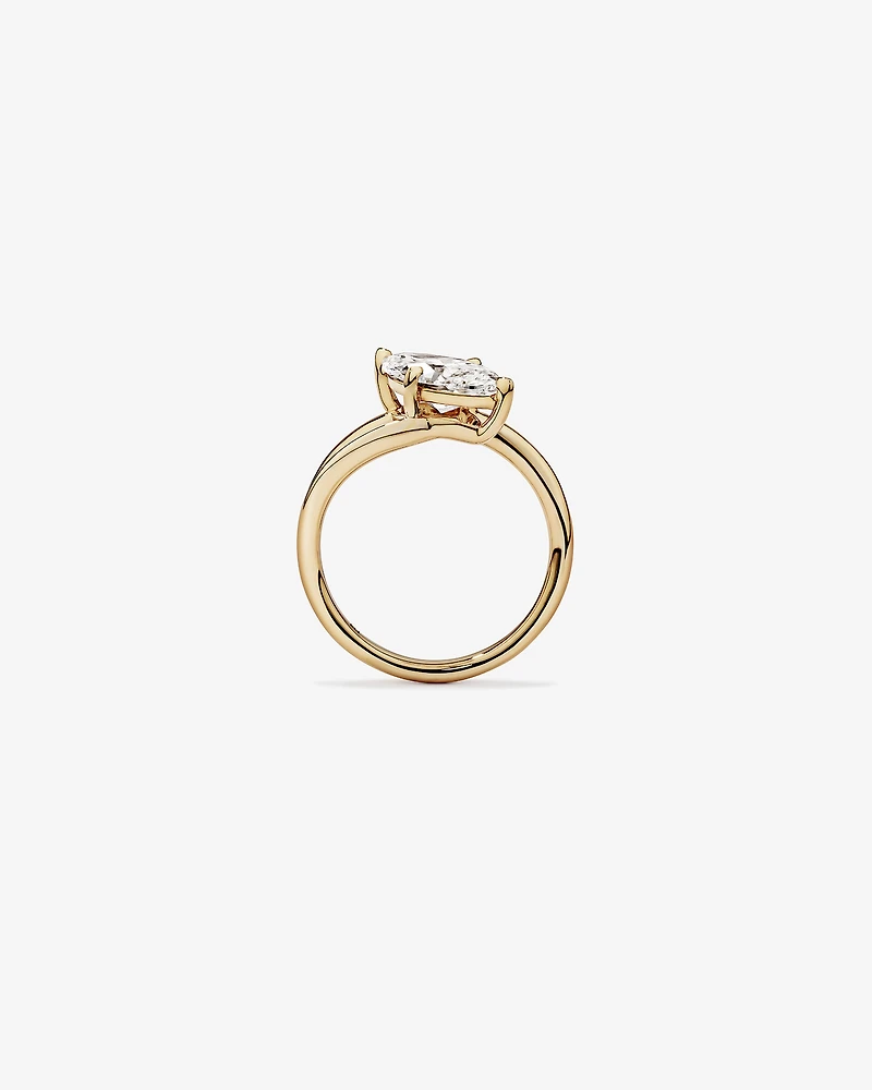 Bague de fiançailles 2,00 carats TW Est Ouest Marquise taillée en diamant à double bande cultivée laboratoire or jaune 14