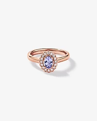 Tanzanite & 0.15TW of Diamond Halo Ring 10kt Rose Gold