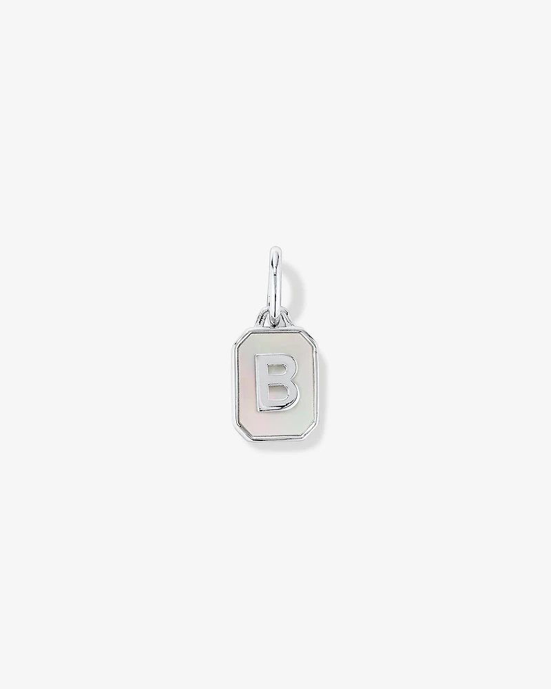 Pendentif initiale Lettre B en nacre et argent sterling
