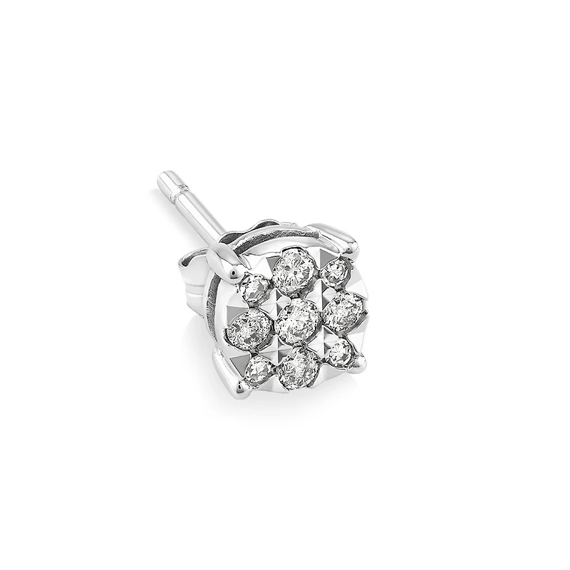 Single Solitaire Stud Earring with 0.12 Carat TW of Diamonds 10kt White Gold