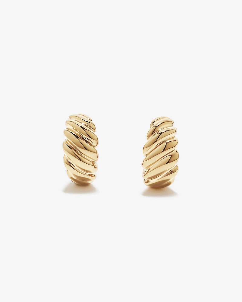 Boucles d’oreilles bouton pendantes torsadées en vermeil 18 ct