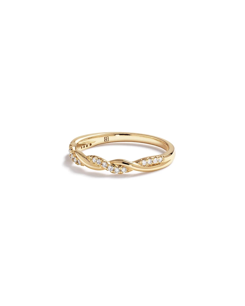 0.11 Carat TW Diamond Twist Wedding Ring in 14kt Yellow Gold