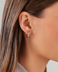 Crossover Hoop Earrings with .20 Carat TW Diamonds in Sterling Silver and 10kt Yellow gold