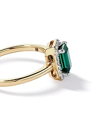Création de la bague halo en diamant émeraude & 0.10TW cultivée laboratoire or jaune 10 carats et Rhodium