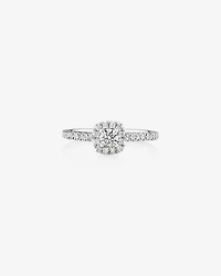Bague halo en or blanc 14 carats avec diamants ronds brillants de 0,50 carat