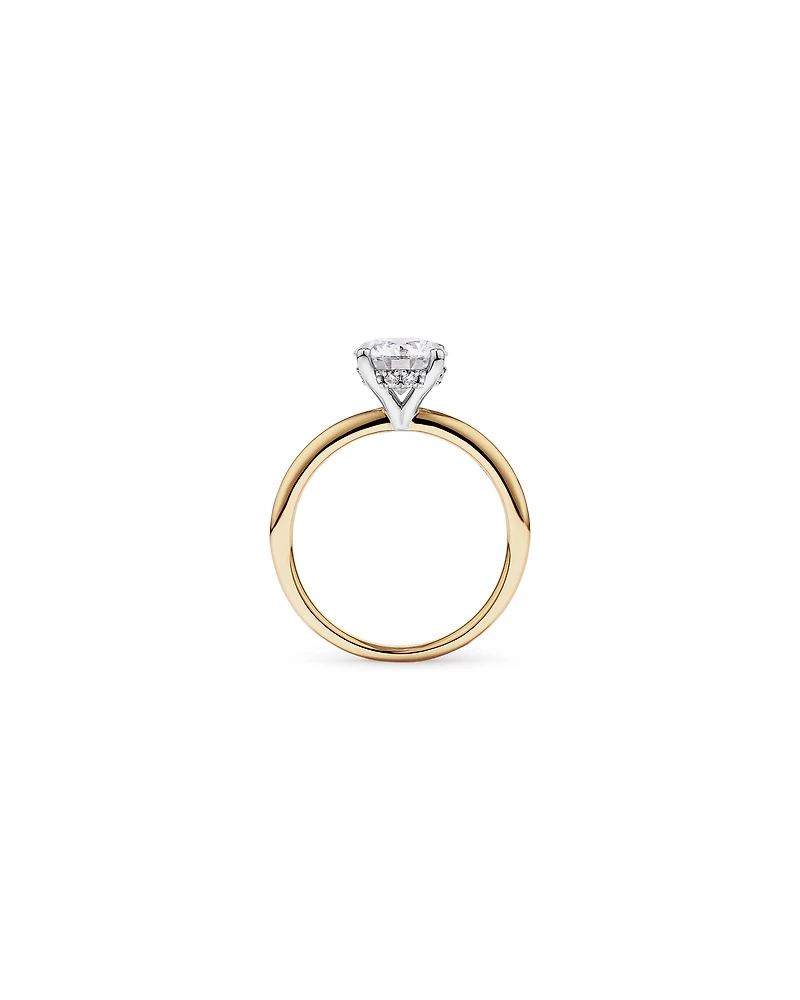 1.55 Carat TW Round Brilliant Lab-Grown Diamond Solitaire Hidden Halo Engagement Ring in 14kt Yellow and White Gold