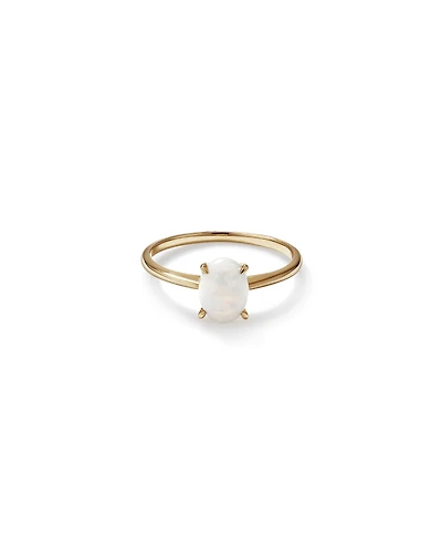 Australian Opal Solitaire Ring in 10kt Yellow Gold