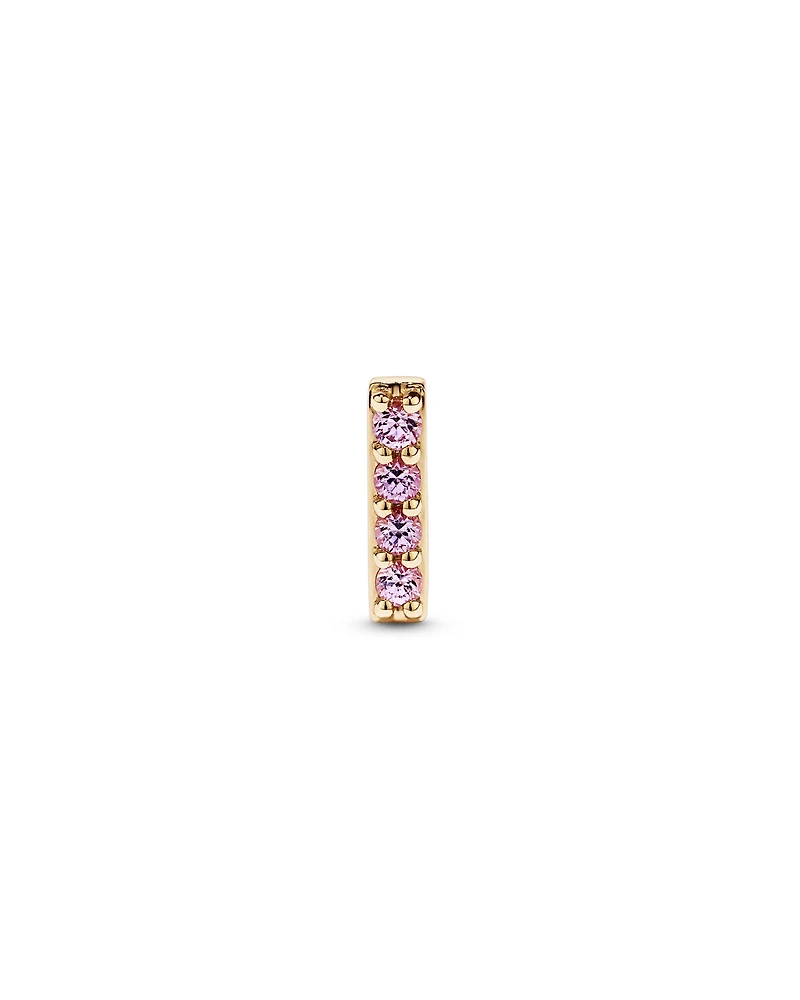 Pink Sapphire Bar Helix Single Stud Earring in 10kt Yellow Gold
