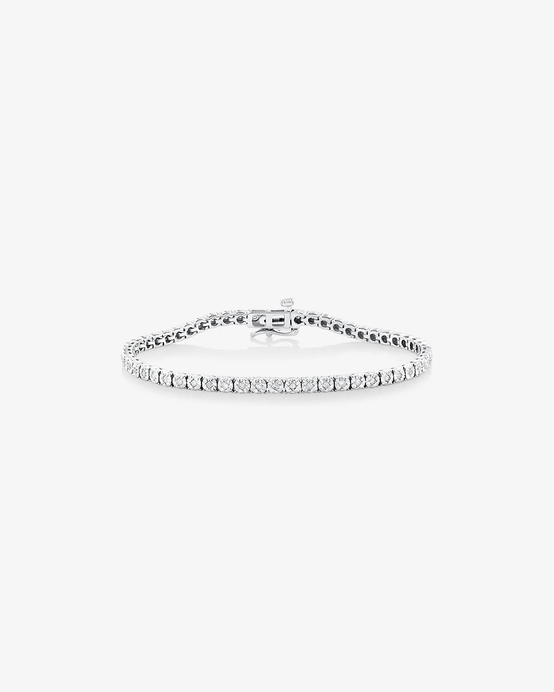 0.54 Carat TW Diamond 20cm Tennis Bracelet in Sterling Silver