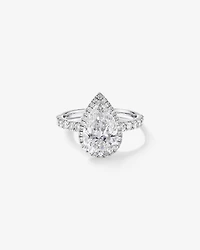3.60 Carat TW Pear Cut Laboratory-Grown Diamond Halo Engagement Ring in 18kt White Gold