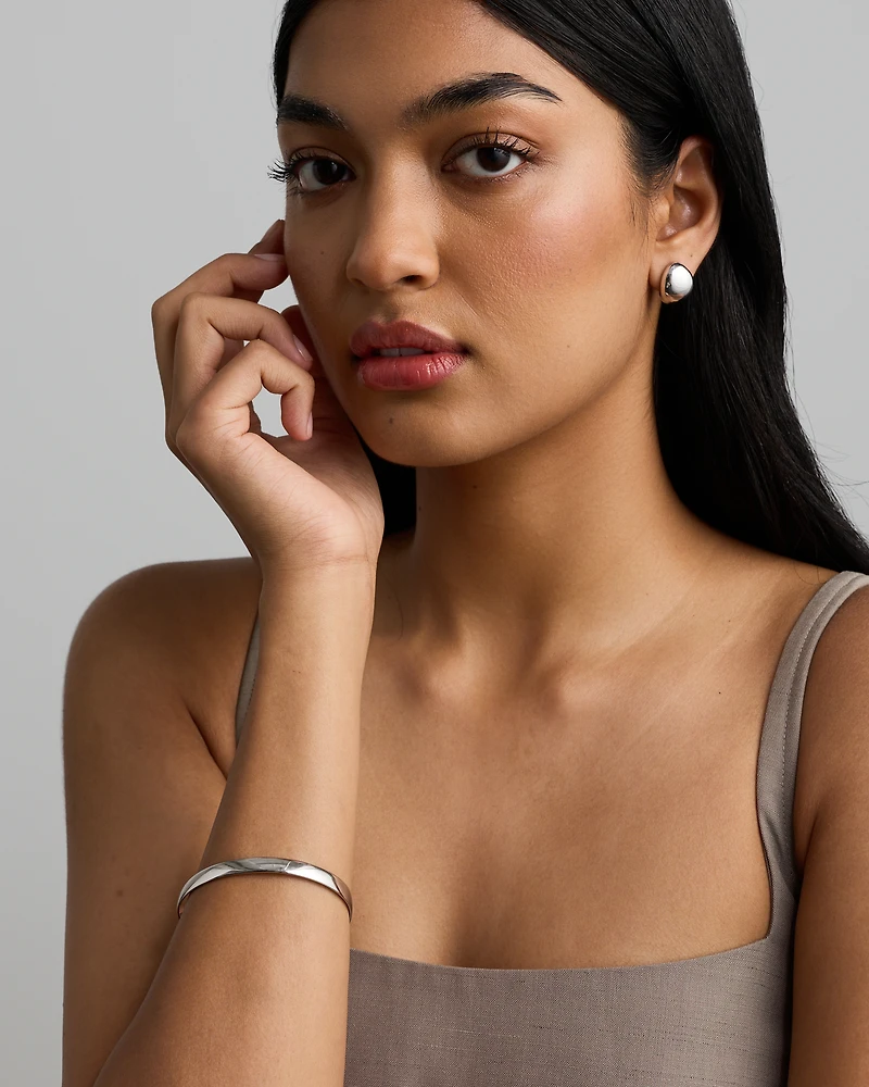 Jonc ovale audacieux plein 65 mm en argent sterling