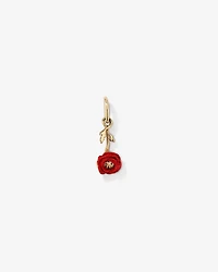 14mm Red Enamel Poppy Pendant in 10kt Yellow Gold