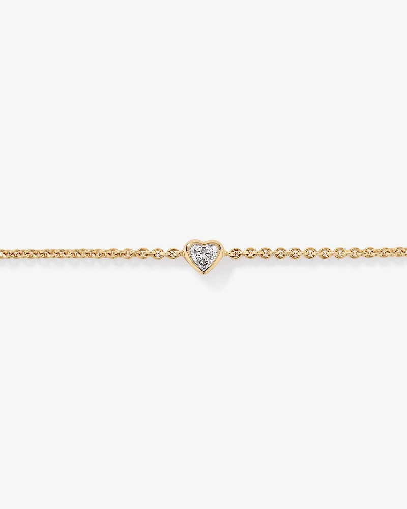 0.13 Carat TW Laboratory-Grown Diamond Heart Bracelet in 10kt Yellow Gold