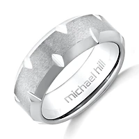 Bague en tungstène de saphir gris pour homme