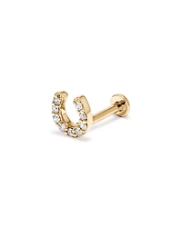 Horseshoe Helix Single Stud Earring with 0.04 Carat TW of Laboratory-Grown Diamonds in 10kt Gold