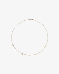 50cm (20") Heart and Bead Station Necklace in 10kt Yellow Gold