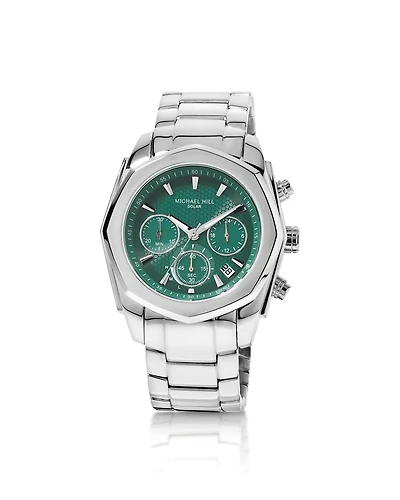 Montre chronographe solaire pour homme en acier inoxydable