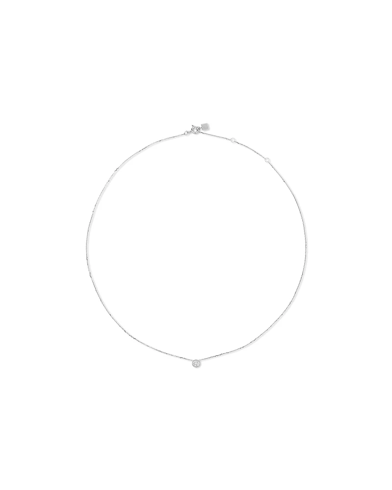 Pendentif rond TW à lunette brillante de 0,25 carat en or blanc 18 carats