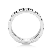 Men's Link Pattern Textured Ring Sterling Silver