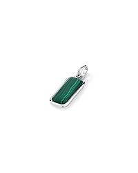 Malachite Oblong Pendant in Sterling Silver