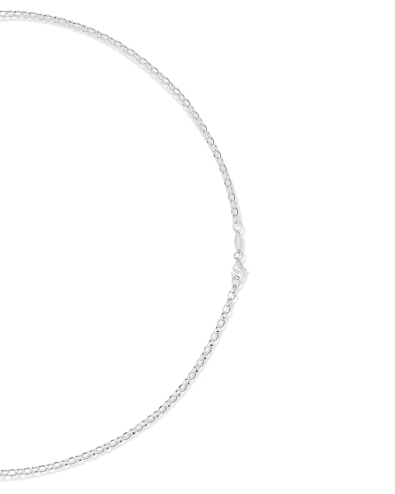 55cm (22") 3mm-3.5mm Width Oval Belcher Chain in Sterling Silver