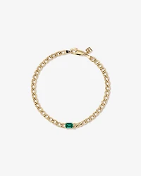Created Emerald Curb Link Bracelet in 10kt Yellow Gold