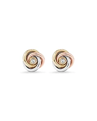 Boucles d'oreilles à nœud strié avec accent en diamant en or jaune, rose et blanc 10 carats