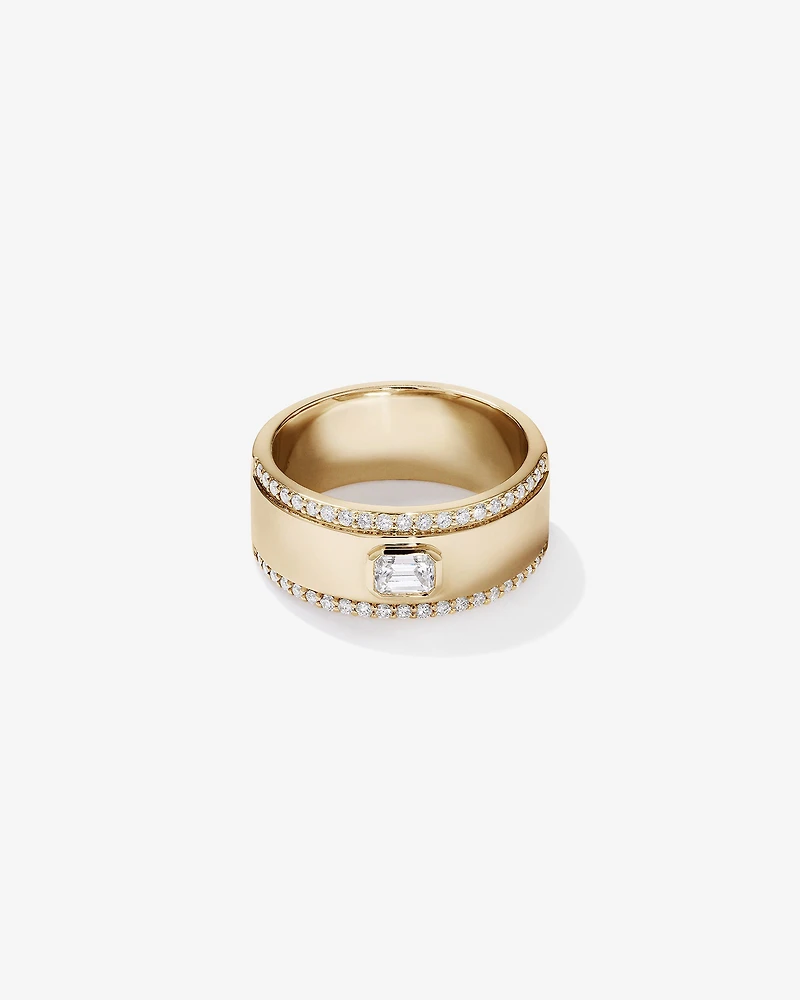 0.50 Carat TW of Laboratory-Grown Emerald & Round Brilliant Diamond Ring 10kt Yellow Gold