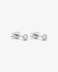 0.25 Carat TW Round Brilliant Diamond Solitaire Bezel Set Stud Earrings 18kt White Gold