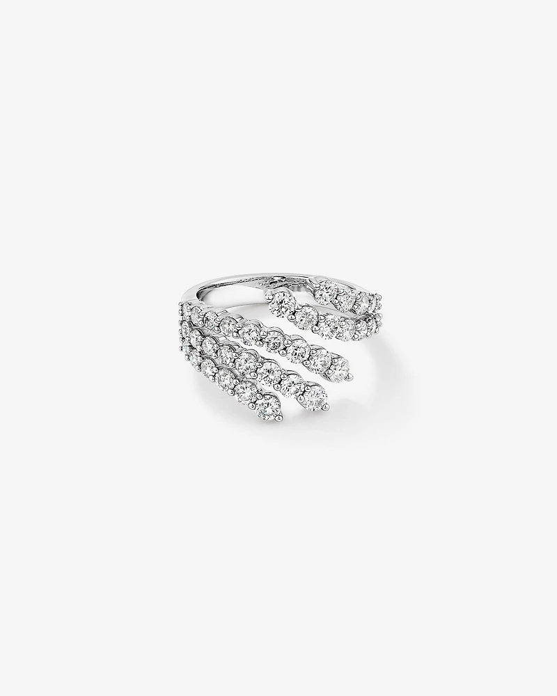 Fan Bypass Ring with 2.00 Carat TW of Diamonds in 18kt White Gold