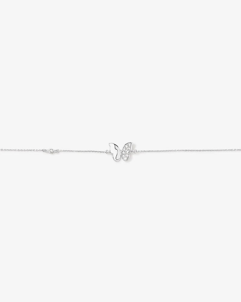 19cm (7.4") Butterfly Bracelet with Cubic Zirconia in Sterling Silver