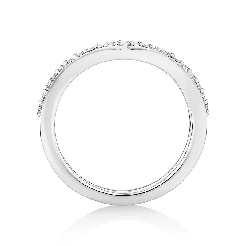 Bague Chevron Sertie de Diamants en Argent Sterling