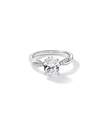 2.10TW Oval Laboratory-Grown Diamond Twist Engagement Ring 14kt White Gold