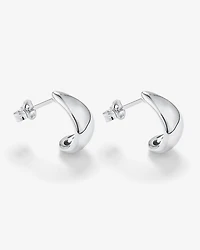 Petites boucles d’oreilles clous demi-créoles bombées polies en argent sterling