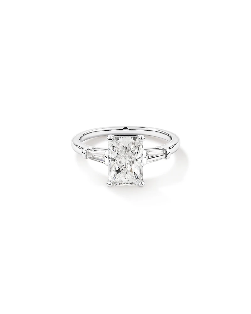 2.25 Carat TW Three Stone Radiant and Baguette Laboratory-Grown Diamond Engagement Ring in 14kt White Gold