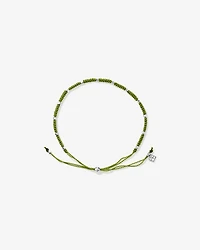 Pistachio Green Cord Bead Bracelet in Sterling Silver